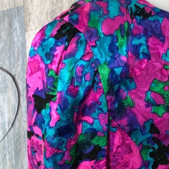 Vintage ADRIANNA PAPELL 100% Silk Blazer & Skirt Set - Picture 6 of 11